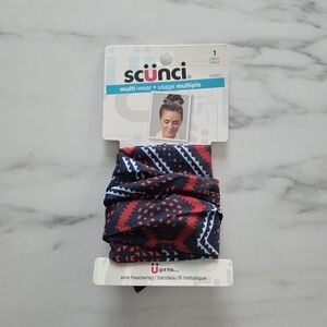 scunci Navy and Red Aztec Pattern Wire Headwrap
